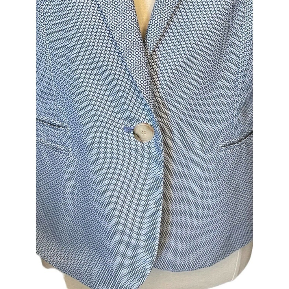 Talbots Blue Blazer Jacket Tiny Pattern Single Bu… - image 2